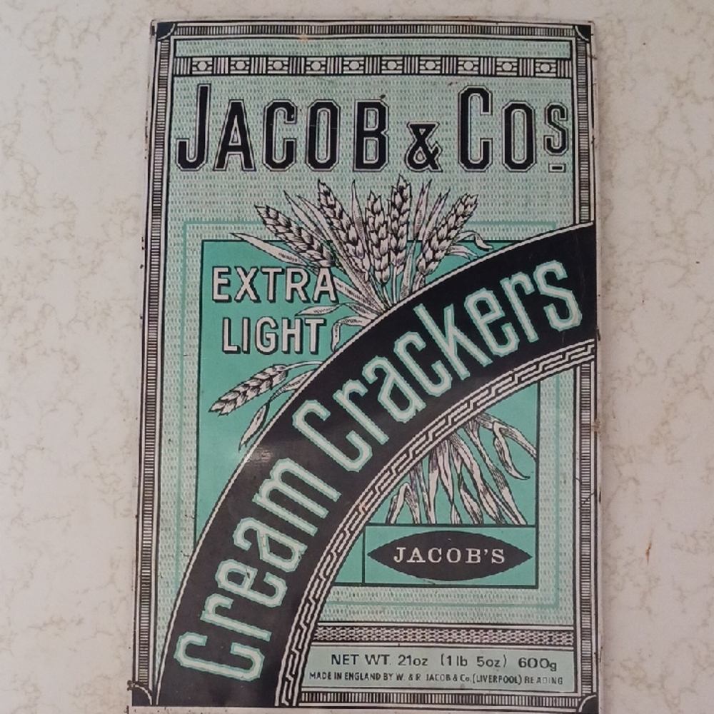 Jacob & Co England Cream Crackers Decorative Tin Sign